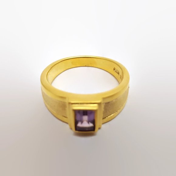 Morningflower Pale Purple Crystal Gold Over Sterling Silver Ring Size 7.25 - Picture 2 of 3